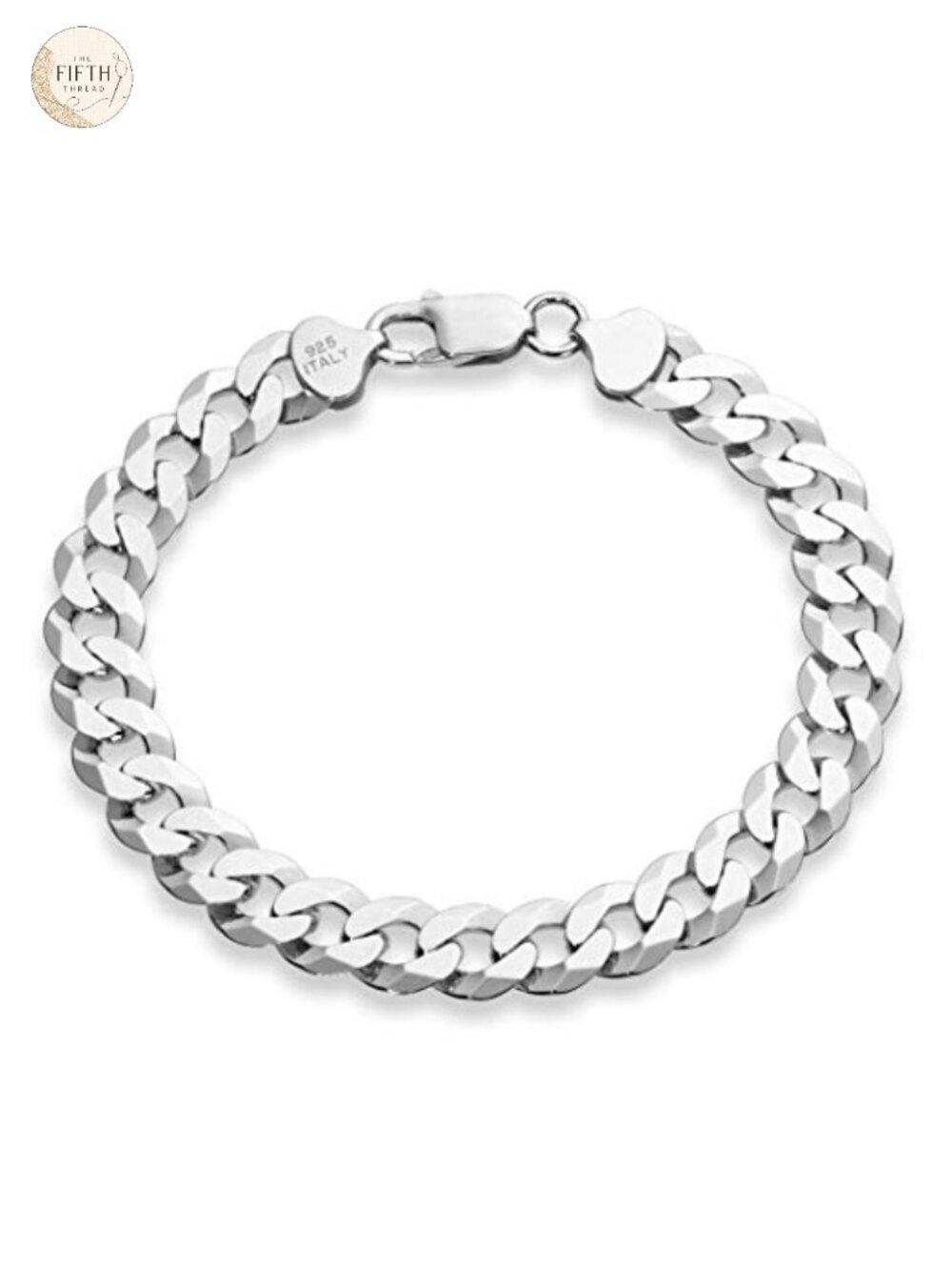 925 Sterling Silver 9mm Cuban Link Chain Bracelet Men's Italian